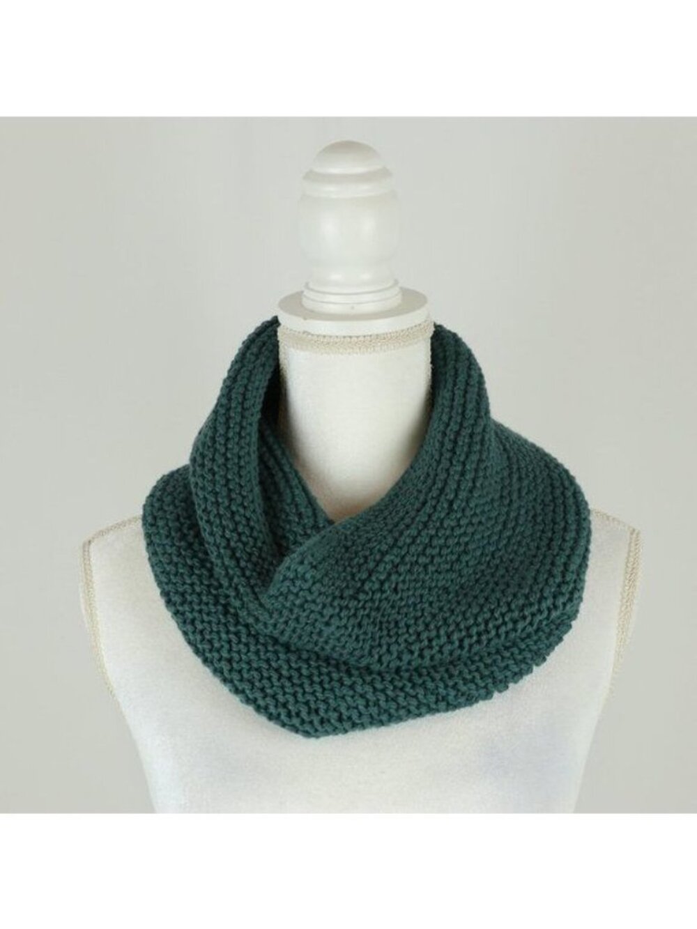 Handmade Unisex Adult Blue Organic Cotton Garter Stitch Knit Winter Cowl